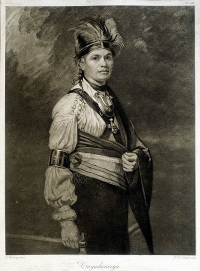 Portræt af Tayadaneega (eller Thayendanega), leder af Mohawk-stammen (nordamerikansk indianergruppe, medlem af Iroquois Federation). af Unknown artist