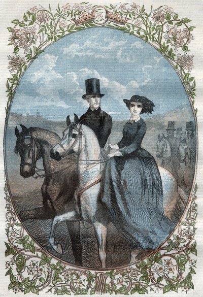 Portræt af Deres Kongelige Højheder Prinsesse Victoria (1840-1901) (datter af Dronning Victoria) og Kronprins Frederik Vilhelm af Preussen (1831-1888). Stik fra 1858. af Unknown artist