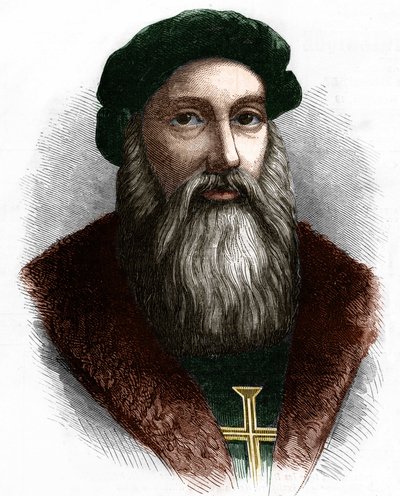 Portræt af Vasco de Gama (1469-1524) portugisisk navigatør. af Unknown artist