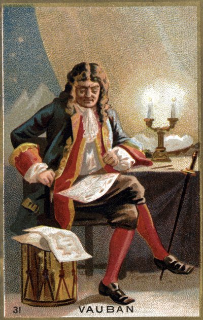 Portræt af Vauban (1633 - 1707). (Sébastien Le Prestre de Vauban) Marskal af Frankrig og militæringeniør. Kromolitografi af det 19. århundrede. af Unknown artist