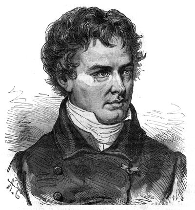 Portræt af Victor Jacquemont (1801 - 1832), fransk botaniker og rejsende - Indgravering i "Den maleriske historie om store rejser i det nittende århundrede"". 1877 af Unknown artist