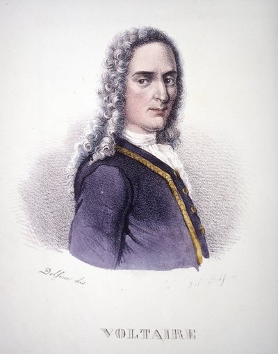 Portræt af Voltaire. 1800-tals gravering. af Unknown artist
