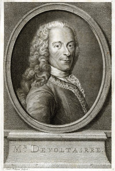 Portræt af Voltaire. 1800-tals gravering. af Unknown artist