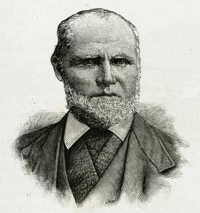 Portræt af William Dunbar, gletscherpilot for La Jeannette-besætningen, til missionen til nordpolen. Gravering til illustration af "Le voyage de la Jeannette"" af Unknown artist