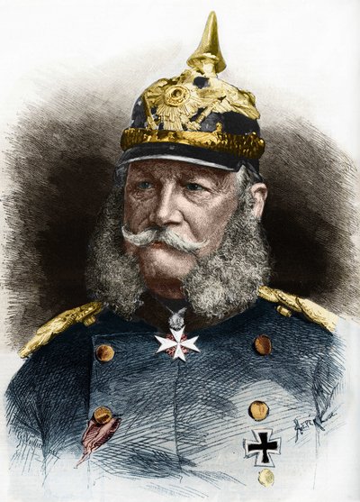 Portræt af Vilhelm I (1797-1888), konge af Preussen og kejser af Tyskland. Stik fra slutningen af 1800-tallet. af Unknown artist