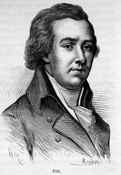 Portræt af William Pitt den unge (1759-1806), tidligere britisk minister. af Unknown artist