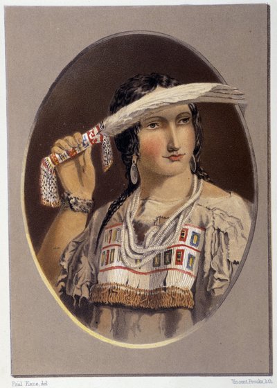 Portræt af en blandet indianer - i "" Vandring af en kunstner blandt indianerne i nordamerika"" af Paul Kane, Longmans & Roberts, London af Unknown artist