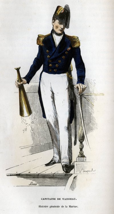 Portræt af et skibs kaptajn. i "Flådens almindelige historie"" af Van Tenac af Unknown artist