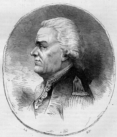 Portræt af greven af Grasse (Francois Joseph Paul, Marquis de Grasse Tilly) (1722-1788), fransk admiral, der deltog i den amerikanske uafhængighedskrig (1775-1783). Stik fra 1881. af Unknown artist