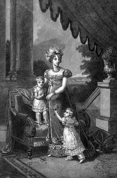 Portræt af hertuginden af Berry og hendes børn (hertug af Bordeaux og Mademoiselle d