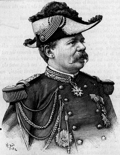 Portræt af den franske general Francois Perrier (1833-1888). Gravering i "" Natur: gennemgang af videnskaberne og deres anvendelser til kunst og industri"" af 3. marts af Unknown artist