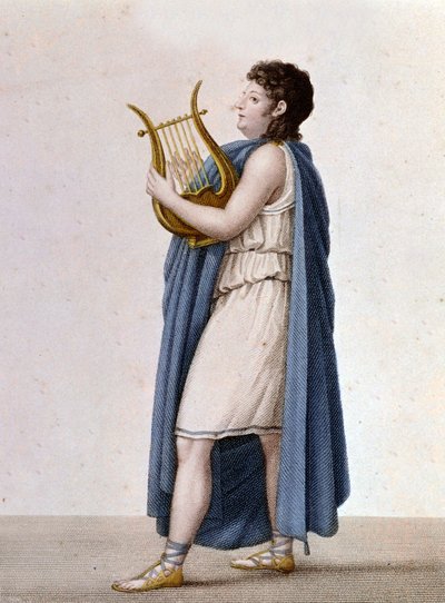 Portræt af den franske tenor Adolphe Nourrit (1802 - 1839) i rollen som Orpheus i Christof Glcks værk af samme navn. af Unknown artist