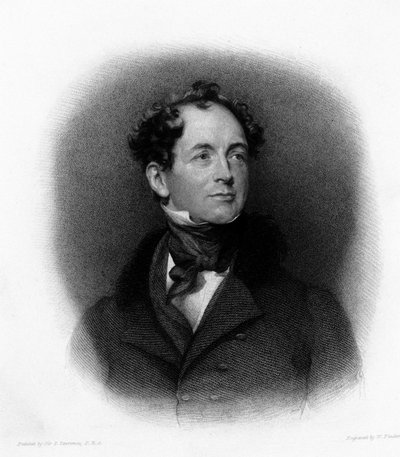 Portræt af den irske digter Thomas Moore (eller Thomas More) (1779-1852) Indgravering af det 19. århundrede af Unknown artist