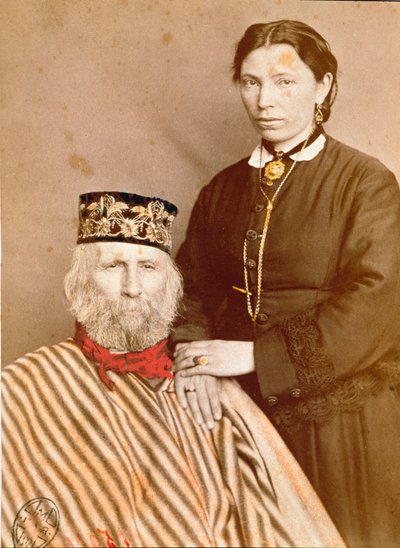 Portræt af Giuseppe Garibaldi (1807-1882) med sin tredje kone Francesca Armosino af Unknown artist