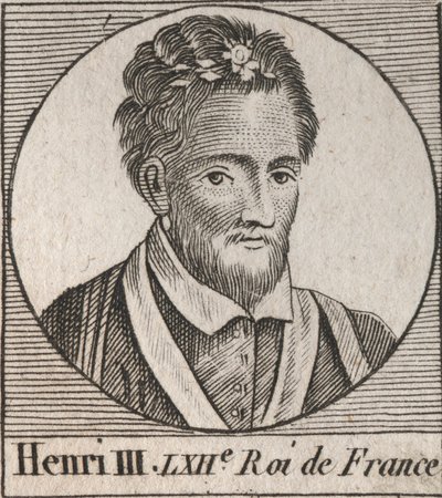 Portræt af kongen af Frankrig Henrik III (1551-1589) - Portræt af Henrik III (1551-89) konge af Frankrig - gravering fra "Instruction sur l