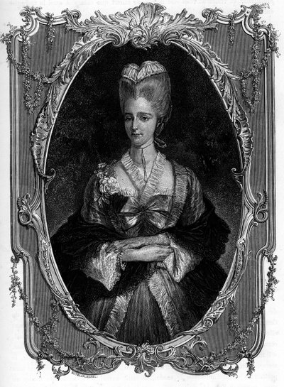 Portræt af Marquise of Boufflers Marie Francoise Catherine de Beauvau Craon (1711-1787) - Indgravering af 1862 i "" The Queens of the World"" af vores første forfattere - Udgivet under ledelse af JGD Armandaud af Unknown artist