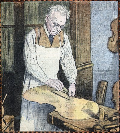 Portrait of the Master Luthier Paul Kaul (1875-1951) (Portræt af instrumentmager Paul Kaul) Illustration fra "Le Pelerin" 1. juli 1934 Privat samling af Unknown Artist