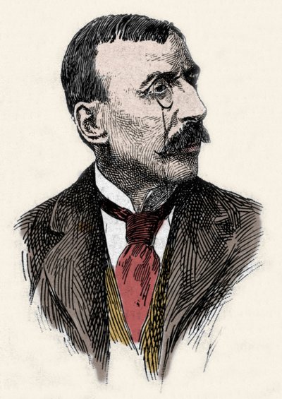 Portræt af den portugisiske forfatter og diplomat Jose Maria de Eeca de Queiros eller Queiroz (1845-1900). Indgravering af det 19. århundrede af Unknown artist