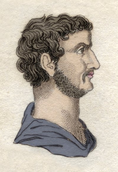 Portræt af den romerske kejser Hadrian (Publius Aelius Hadrianus) (76-138 e.Kr.) Indgravering af det 19. århundrede. af Unknown artist
