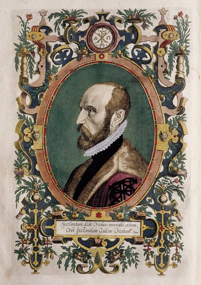 Portræt af kartografen Abraham Ortelius (farvestik) af Unknown artist