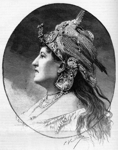 Portræt af brevkvinden Judith Gauthier (1845-1917) i 1888. af Unknown artist