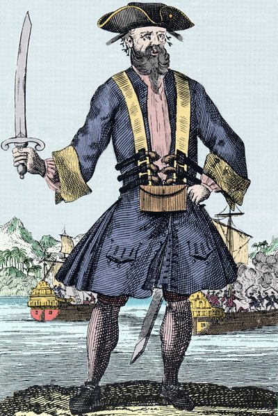 Portræt af piraten Edward Teach dit Barbenoire (Sortskæg eller Sortskæg af Unknown artist