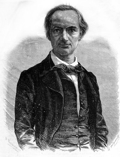 Portræt af digteren Charles Baudelaire (1821-1867) Indgravering af det 19. århundrede af Unknown artist