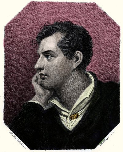 Portræt af digteren George Gordon Byron (1788-1824). af Unknown artist