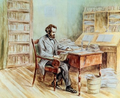 Portrait of the political theorist Karl Marxdani af Unknown artist