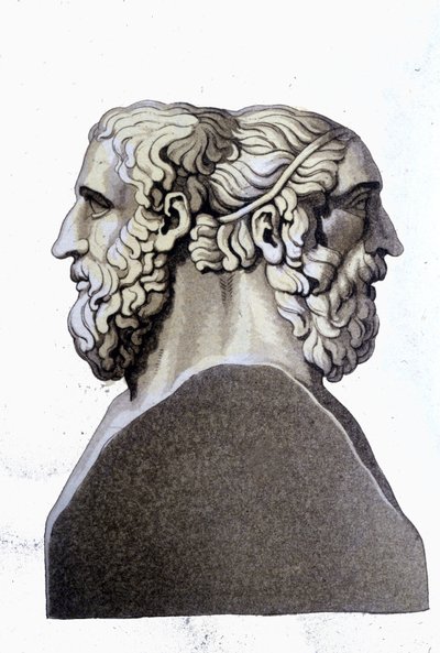 Portrætter af Homer (9. århundrede f.Kr.) og Archiloque (712 f.Kr. - 648 f.Kr.), græske digtere. af Unknown artist