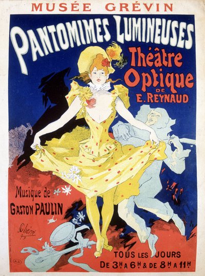 Plakat til det daglige skuespil "Pantomimes Lumineuses"" Optical Theatre of Reynaud af Unknown artist