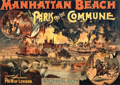 Plakat af showet "Paris et la Commune" på Manhattan Beach af Gilmores Band, sd. omkring 1891. af Unknown artist