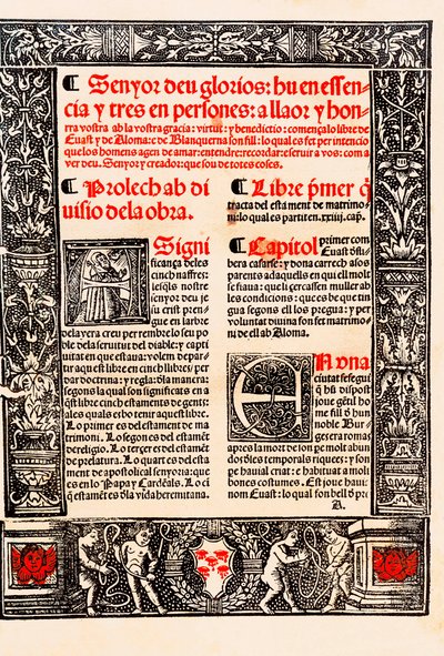 Prolog af "" Blanquerna "" af Raymond Lulle på catalansk Ramon Llull, på spansk Raimundo Lulio (Lullo) (Lull), catalansk filosof, teolog og digter (1235-1315) af Unknown artist