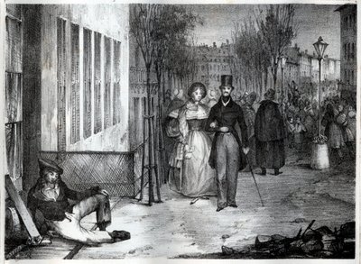 Promenade sur les boulevards i Paris i det 19. århundrede - gravering af Unknown artist