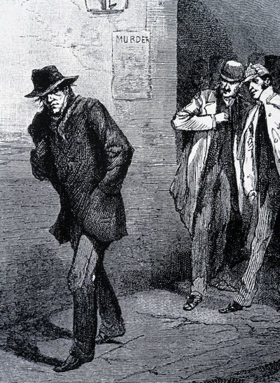 Psykosestemning om natten i Londons gader (på grund af mordene på Jack the Ripper) - slutningen af det 19. århundrede, ca. 1888. af Unknown artist