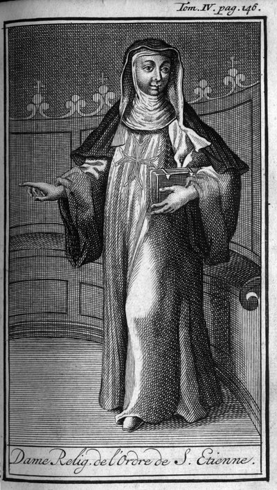 Religiøs orden. Religiøs Dame af St. Stephens Orden i Toscana i det 16. århundrede. I "" History of Military Orders or Knights, Seculiere and Regular Militia af begge køn, som er blevet etableret indtil videre. Udgave taget fra Abbe Giustiniani, R af Unknown artist