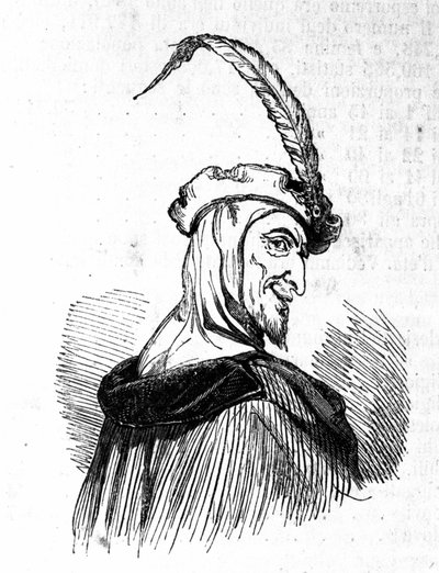 Repræsentation af Mephistopheles (Mephisto), karakter af legenden om Faust. Indgravering af det 19. århundrede af Unknown artist