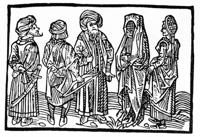 Repræsentation af saracenere, Xylografi af det 15. århundrede. af Unknown artist