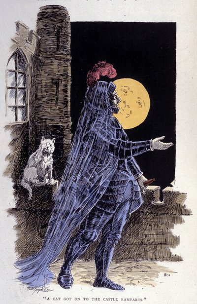 Repræsentation af et spøgelse på en fuldmåne nat. Indgraveret 1894 af Unknown artist