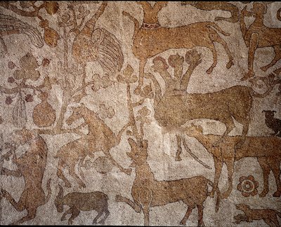 Repræsentation af den imaginære indiske fauna, der symboliserer Alexander den Stores bedrifter (356-323 f.Kr.), konge af makedonsk under erobringen af Indien Pavement of Pantaleone (eller Pantaleon) af Unknown artist