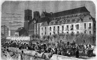 Revolutionen i 1830: Plyndringen af Archeveche i Paris den 15. februar af Unknown artist