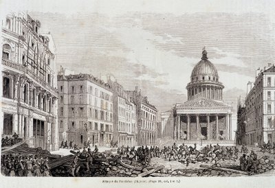 Revolution af 1848: Pantheonangreb den 24. juni 1848 - i "" Contemporary Popular History"" af Unknown artist