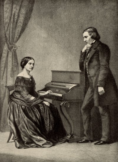 Robert Schumann (1810-1856) med sin kone (tryk) af Unknown artist