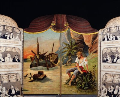 Robinson Crusoé - forsiden af Daniel de Foes eller Defoes bog (1660 - 1731) af Unknown artist