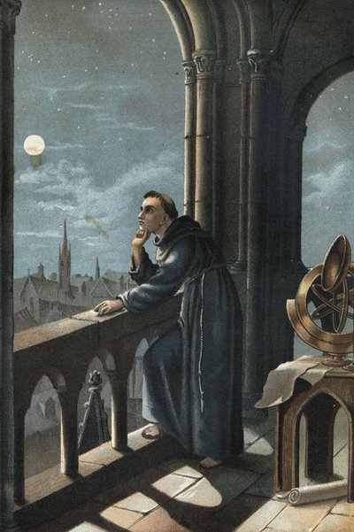 Roger Bacon til oxford. franciskansk munk, teolog, filosof og engelsk lærd (Ilchester, Somerset, ca. 1214 i Oxford af Unknown artist