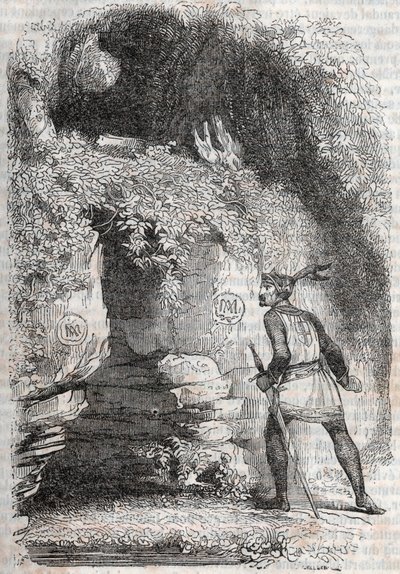 Figurerne af Medor (Medoro) og Angelique (Angelica) - indgravering af 1851 fra "" Furious Roland"" (1500-tallet) af Ludovico Ariosto, kendt som Ariosta - Edition Tressan og udgivet af Unknown artist