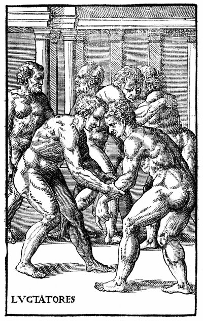 Romerske wrestlere - i "Hieronymus Mercurialis de Arte Gymnastica", Venedig udgave af Unknown artist