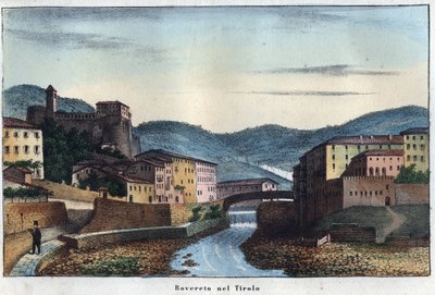 Rovereto by i Trentino i det nordlige Italien - 1800-tallet - gravering fra "" Skikke og traditioner for alle mennesker i universet. Det er historien om regeringen, lovene, militsen, om religionen af ​​alle nationer fra de fjerneste tider op til dage n af Unknown artist