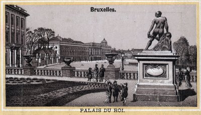 Det kongelige palads i Bruxelles, Belgien. Kromolitografi fra slutningen af det 19. århundrede. af Unknown artist