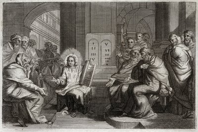 Royaumont Bibelen, Det Nye Testamente: Jesus i templet blandt lægerne. af Unknown artist